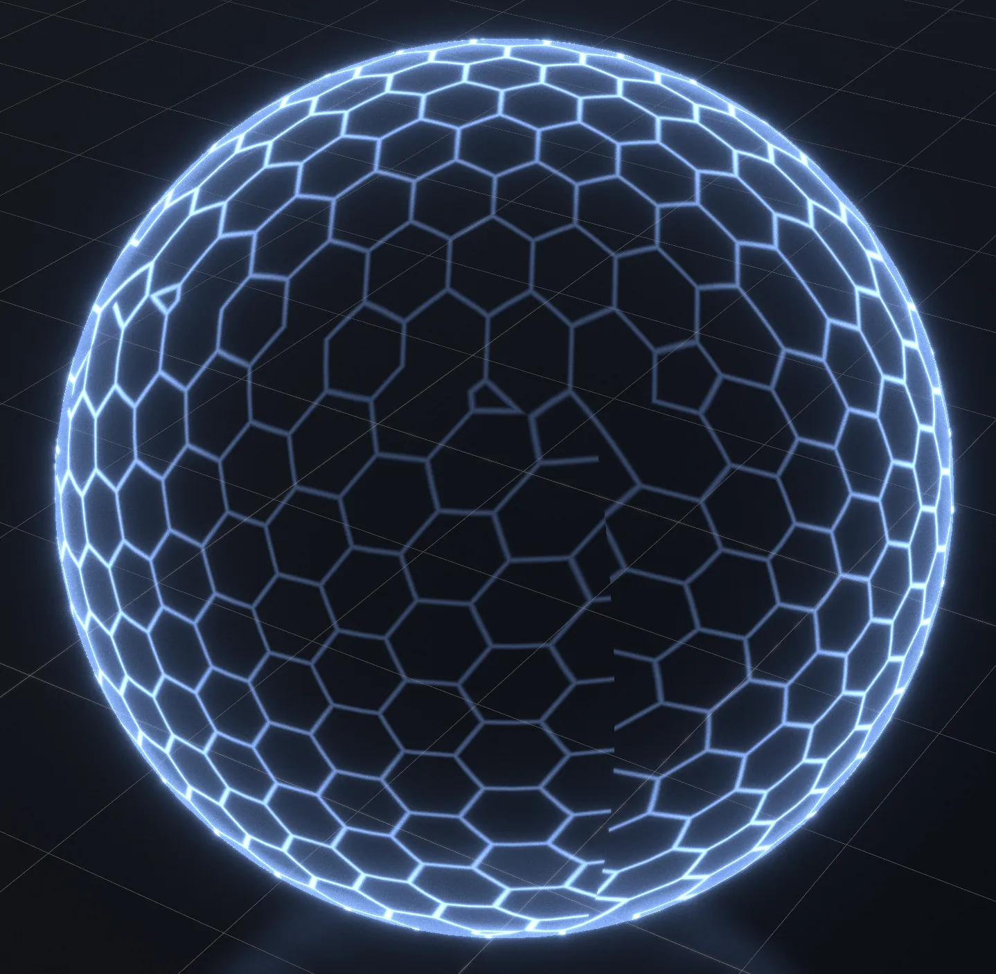 The hex grid overlaps towards the center